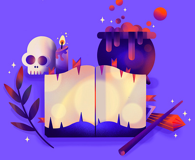 Spellbook dribbble best shot dribbbleweeklywarmup flatdesign halloween halloween design halloween party illustration illustrator magic magical procreate procreate art spooktober spooky spooky season witch