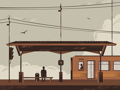 Train Station brown electric engine platform railway signal station train waiting