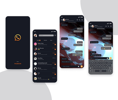 Dark mode WhatsApp app design typography ui ux