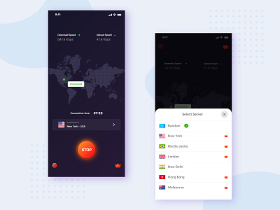 iOS VPN App android app app design application clean example flat design ios app minimal mobile app mobile app design new real world trending ui ui design ux vpn app xd ui kit