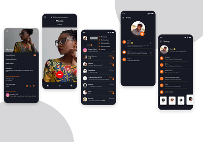 Dark mode WhatsApp app design typography ui ux vector