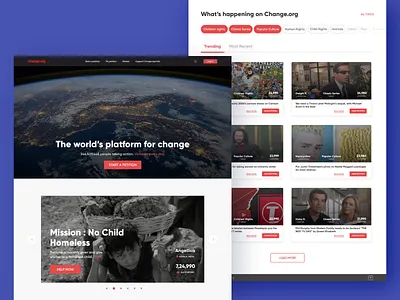 Change.org - Landing Page Redesign landing page ui design uiux website design