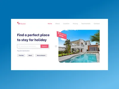 Uhouse rent villa | Landing Page adobe xd concept dailyui design house landing page landing page design rent ui webdesign website