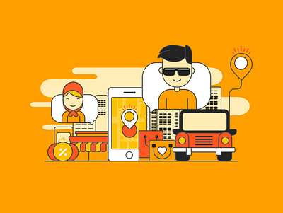 Online Delivery flat icon illustration minimal webdesign