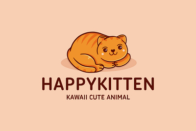 Cute Kawaii Cat Logo Template animal logo brand identity branding cartoon logo cat character art chibi creative design cute animal illustraion illustrative logotype kawaii kitten kitty logo design logo template mascot logo neko stock logo vector