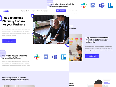 Ghostly HR landing page adobe xd design flat minimal ui kits uiux ux web web kit website