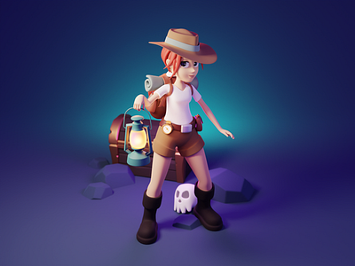 Isabella the Explorer 3d 3d character 3d character illustration adventurer blender character character design character illustration explorer illustration render