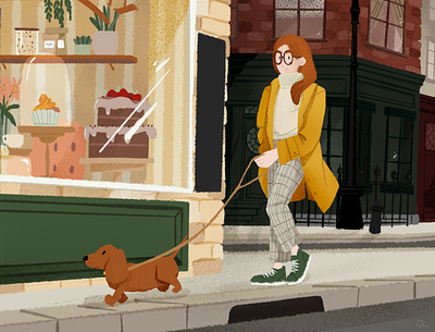 Fall city walk dribbble dribbble shot fall illustration procreate