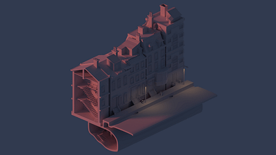 Building on sunset 3d 3d art aces blender illustration