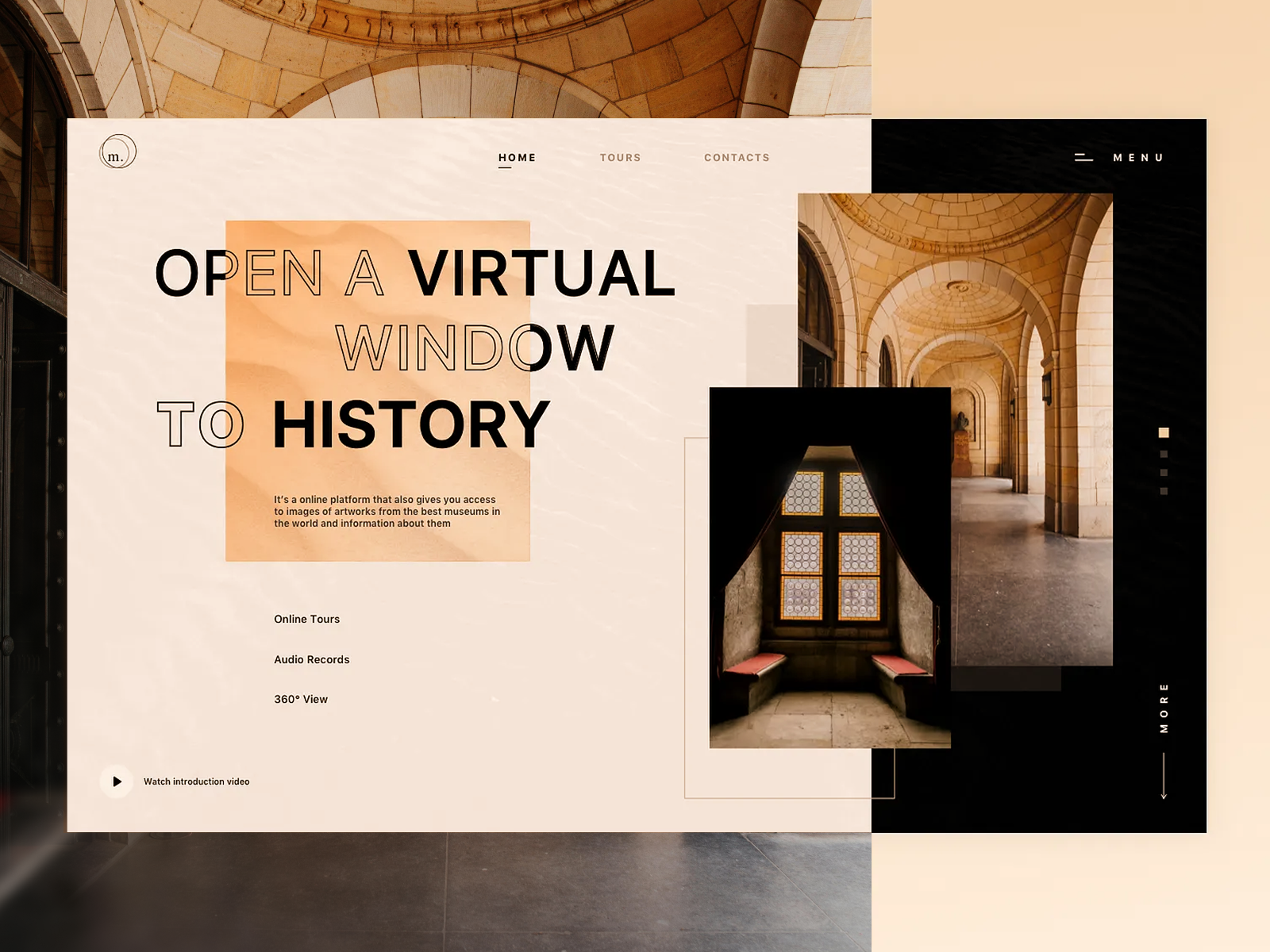 m. | Museums & Galleries Online Platform app art artwork creative design gallery history home homepage images logo minimal museum online online platform simple typography ui web