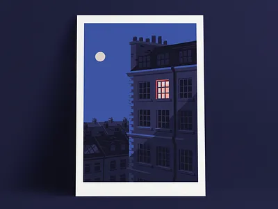 Lune art artist evening illustration illustrator london moon moonlight night print printing twilight