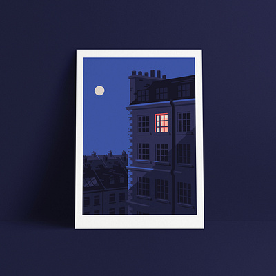 Lune art artist evening illustration illustrator london moon moonlight night print printing twilight