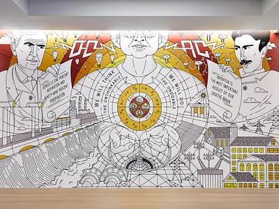 Reactor Mural design branding edison electricity graphic design illustration monoline mural reactor tesla vector