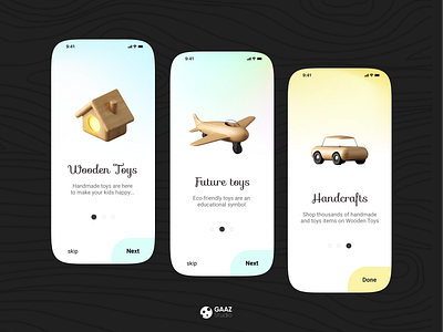 Onboarding Screens airplane app child children design figma home illustration mesh mobile onboarding onboarding screen onboarding ui toy toy design toys ui wood wooden