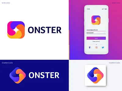 Onster Branding Logo 2d abstract branding branding identity business creative dribble gradient gradients logo logo mark logo marks modern modern logo onster symbol tech tecnology vector web