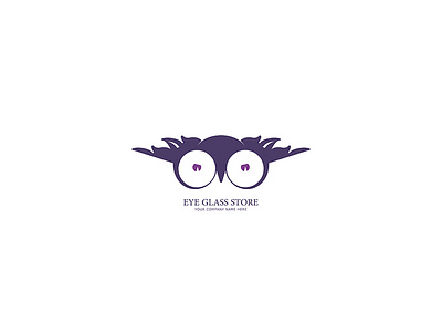 Eyeglasses store branding eyeglasses flat logo minimal owl vector