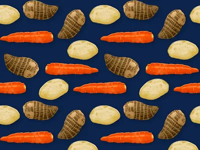 Inhame carrot fabric fabric design fabric pattern fashion food food illustration homeware illustration kitchen pattern photoshop potato procreate roots texture vegetable veggie yam