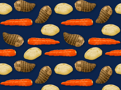 Inhame carrot fabric fabric design fabric pattern fashion food food illustration homeware illustration kitchen pattern photoshop potato procreate roots texture vegetable veggie yam