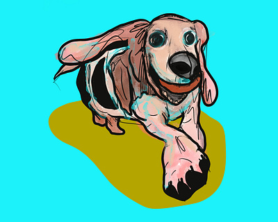 Bulky Paws basset hound blue digital art digital illustration dog dog art ipad procreate