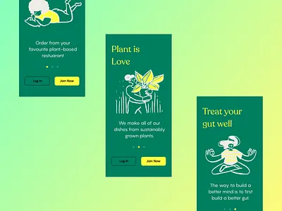 🌿 Onboarding for Plant Based Delivery Startup | GreenVault app ui bangalore brand design branding food food delivery mobile app mobile design mobile ui onboarding onboarding ui plant ui ui ux ux