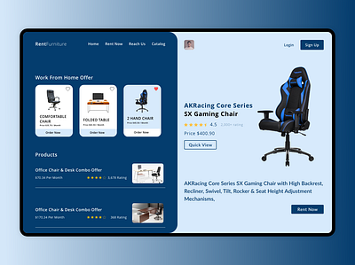 Work from home furniture rentals website branding chairs design furniture furniture design illustration landing page minimal ui ux website website design work from home work from home jobs rentals work from home jobs rentals