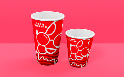 Oasis pizzero cup branding cup design digital diseño diseño de producto logo pizzeria