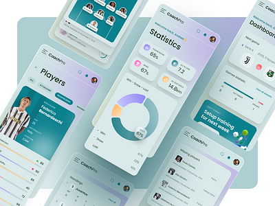Football manager platform | Mobile version app app design dashboard dashboard app dashboard design dashboard ui football football app graphs juventus pie chart ui