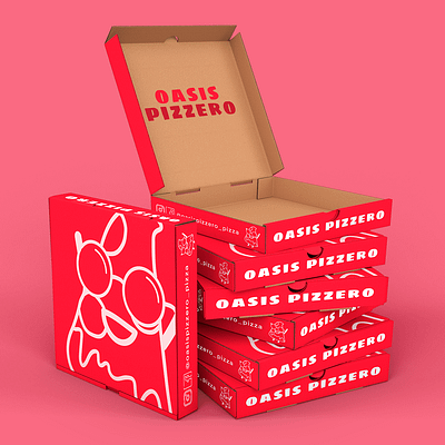 Oasis pizzero pizza branding caja de pizza design digital diseño diseño de producto ilustración logo pizza pizzeria