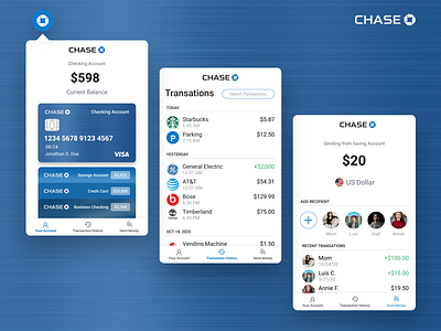 Chase Banking Chrome Extension bank banking blue chase checking chrome chrome extension creditcard productdesign ui ux web