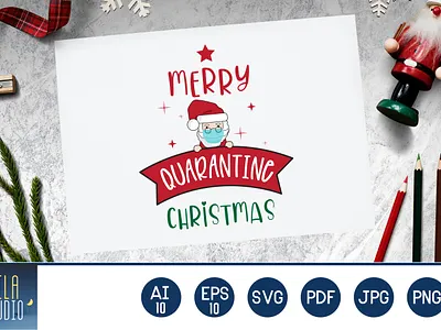 Merry Quarantine Christmas Santa Wearing mask Gnomes Graphic corona virus funny happy hohoho illustration mask