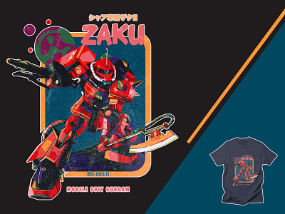 Zaku artwork colorful gundam gundam fan art gundam zaku illustration pop art robot vector wpap