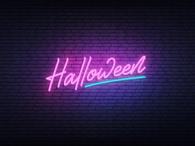 Halloween neon lettering branding calligraphy design dribbbleweeklywarmup glow halloween halloween bash handlettering label lettering logo logotype mark neon type typography