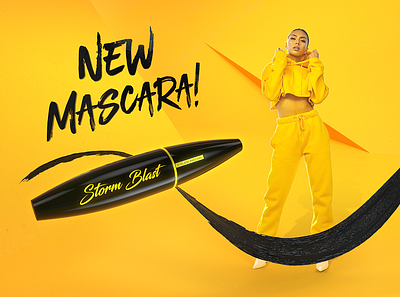 Storm Blast - Mascara 3d advertising after effect art direction beauty branding c4d cinema4d compositing cosmetics design girl illustration key visual mascara mirosz octane piotr mirosz product visualization typography