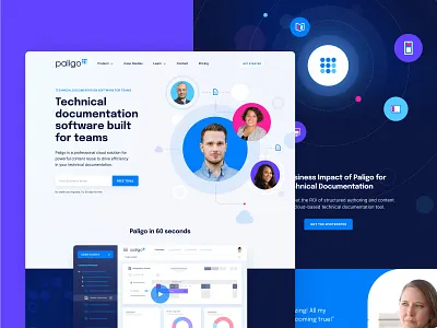 Paligo web design cloud design doc documentation documents illustrations landing page organize paligo ui unfold ux web web design website
