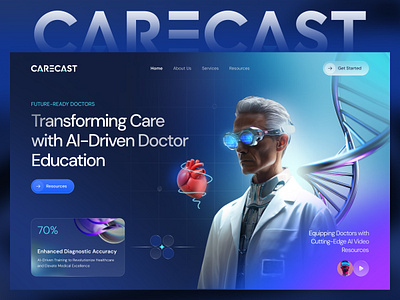 AI-Driven Doctor Training Website Design ai ai website aiinhealthcare creative creative ui doctor doctortraining dribbbleshots futuristicdesign healthcare home page homepage landing page solution website tech tech website ui design uidesign uiux design website