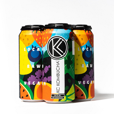 Kombucha can design branding can label design design illustration kombucha logo packaging