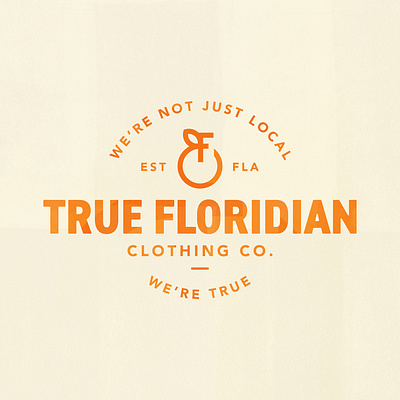 True Floridian badge branding design florida icon illustration lockup logo orange