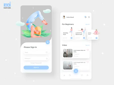 Yoga App android app concept creative dribbble health illustration minimal mobile app mobile ui sport ui uidesign uidesigner uiux userinterface uxdesign yoga