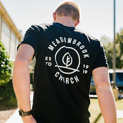 Meadowbrook Merch badge branding church hat lockup logo merch merchandise shirt