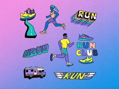 Nike Run Club Gif Stickers branding characterdesign colorful fitness gif gifs health nike run running social media sports sticker stickers trail running