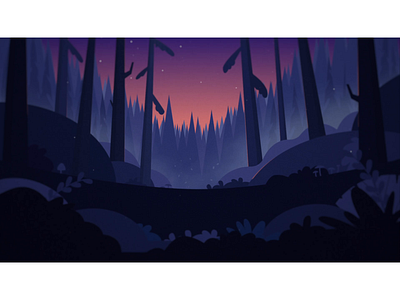 Sunrise — Hello Dribbble! animation debut environment forest geometric illustration landscape light minimal morning motion motion design nature night parallax sun sunrise sunset tree vector