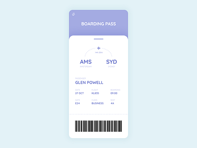 Boarding Pass app boarding pass boardingpass dailyui dailyuichallenge design flight flying ui ux