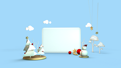 Christmas Trees and Snowman 3d c4d christmas christmas tree cinema4d cloud digital illustration graphic modeling snowman trees