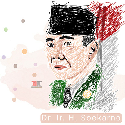 Dr. Ir. H. Soekarno - Scribble Art design illustration scribble art vector