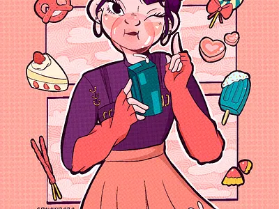 Candance digital illustration flat illustration procreate sweet