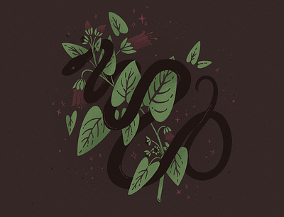 Belladonna belladonna botanical halloween illustration nightshade october snake spooky weeklywarmup