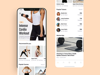 Fitness app home screens UI design adobe xd app interface app templates figma fitness app homepage design mobile app ui design sketchapp ui design ui kit ui ux design workout app yoga app 应用 应用界面 设计