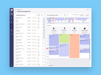 Dashboard app assignment calendar capacity data dataviz desktop enterprise interface list projects software split table tech ui users ux web app web based app