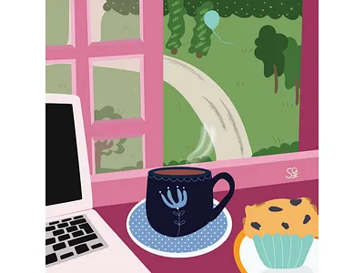 lovely day adobe illustrator digital illustration flat design flatdesign illustration interior interior design pink stilllife vector vector design