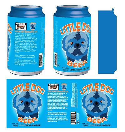 Little Dog Beer Can beer can branding dogs illustration package design packaging vector